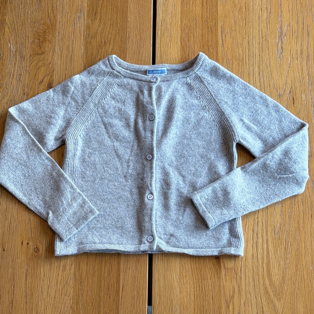 JACADI  Light Heather Grey Metallic Cashmere Cardigan